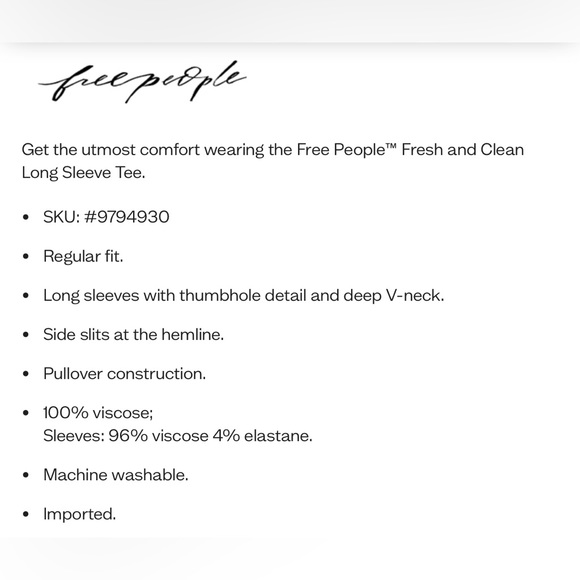 Free People Fresh and Clean long sleeve top in Sub Zero (pale light blue). NWT - Picture 5 of 8